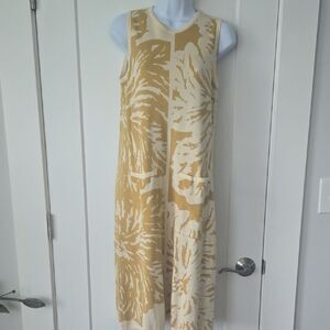 MarlaWynne Cream and Gold Floral Patterned Sundress With Pockets